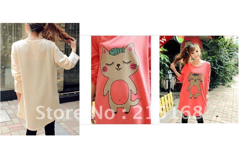 autumn outfit pregnant woman coat fashion leisure pregnant women long sleeve skirt cartoon cat pregnant women T-shirt