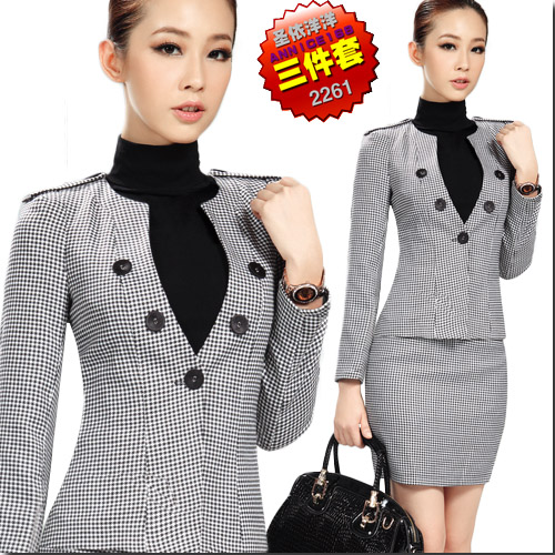 Autumn professional skirt female suit formal work wear fashion houndstooth ol skirt 2261