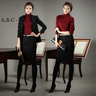 Autumn professional women's slim blazer piece set suit skirt set