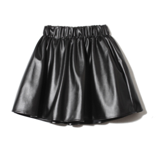 Autumn short leather skirt high waist paragraph elastic strap