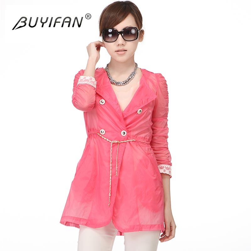 Autumn slim candy color chiffon three quarter sleeve sun protection clothing 122210424 Free Shipping