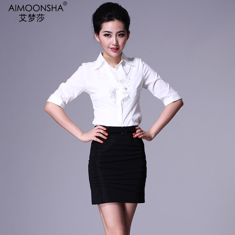 Autumn slim work wear set bust skirt short skirt shirt 2 piece set work wear female