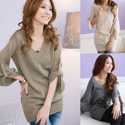 Autumn sweater outerwear 2012 women's loose V-neck medium-long V-neck sweater outerwear