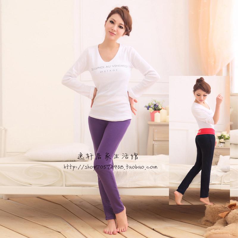 Autumn thin butt-lifting abdomen drawing thermal trousers at home slim all-match dual-use 100% cotton legging