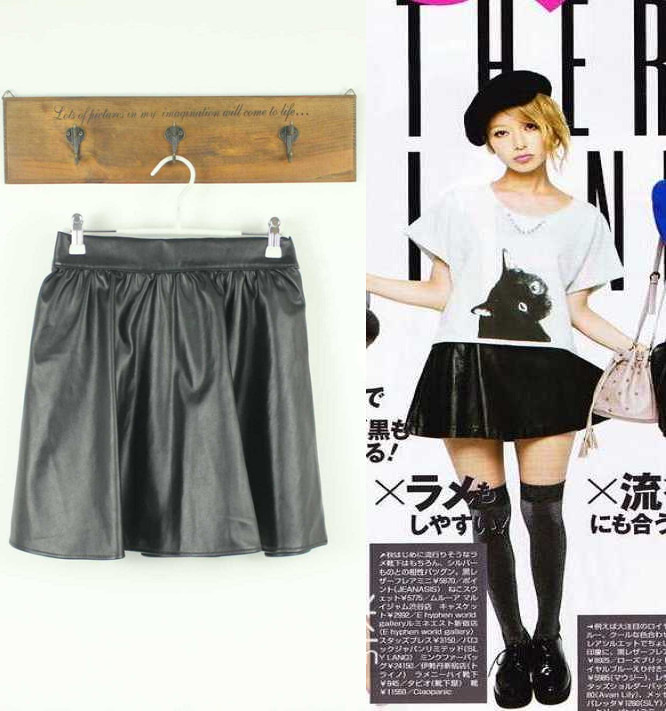 Autumn vivi leather short skirt leather skirt