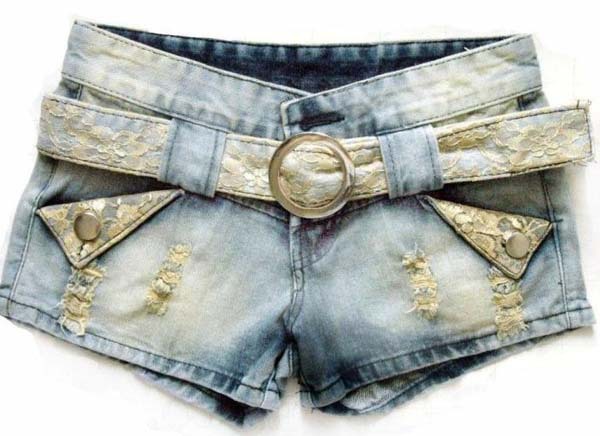 Autumn Winter Female Leisure Lace Belt Cowboy Bootcut Short Hot Pants WF13010715