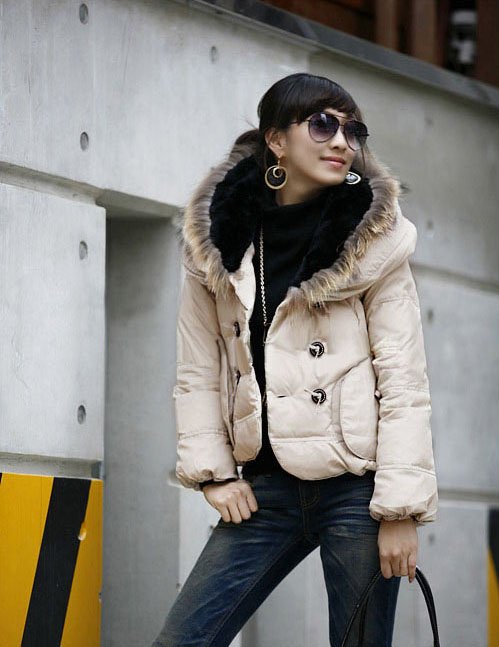 Autumn winter fur collar warm women jacket short outerwear coat