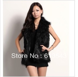 Autumn/winter new products women's black fake fur raccoon vest vests sleeveless jacket long