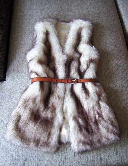 Autumn & Winter Women's Faux fox fur Vest Long Style V-collar False Fur Vest Free Shipping