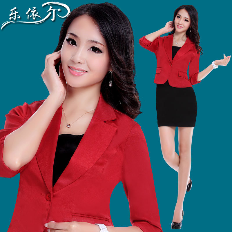 Autumn women's 2013 fashion ol white collar half sleeve work wear set professional women's