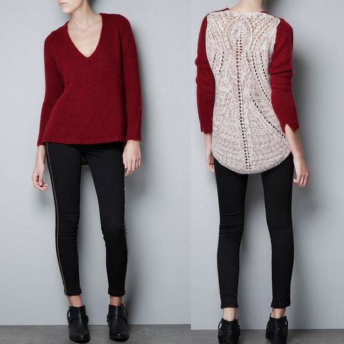 Autumn Women's Fashion Back Cutout Thick Crotch Blending Pullover Female Hollow Sweater Free Shipping