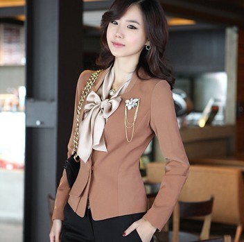 Autumn women's one button slim blazer outerwear corsage