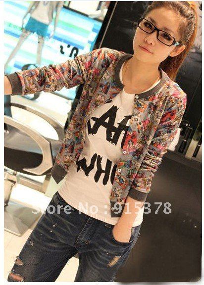 AUTUMN WOMEN'S PLUS SIZE FASHION SINGLE BREASTED SLIM CARTOONS LONG-SLEEVE COAT + FREE SHIPPING (1PC) 2087