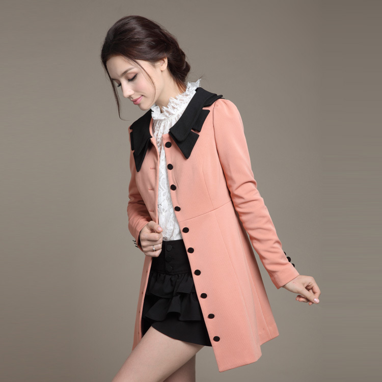 autumn women's trench female outerwear spring and autumn medium-long slim trench outerwear