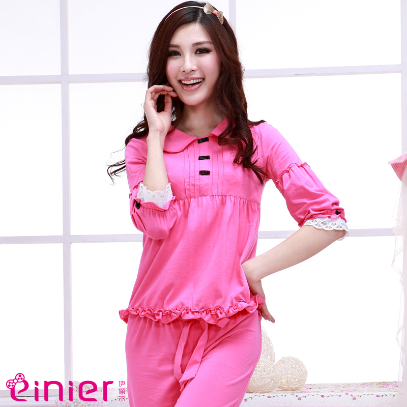 Autumn Women three quarter sleeve peter pan collar ruffle lounge set sleepwear 811c172 illusion