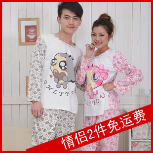 Autumn you laugh monkey cartoon lovers sleepwear long-sleeve set is 100% cotton lounge 1802