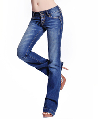 B-15 bell bottom 3027 water wash distrressed long denim 650g