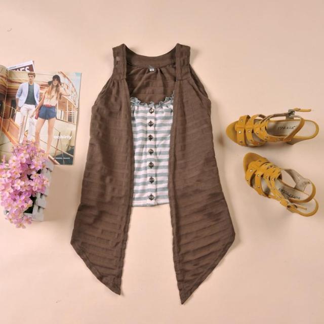 B-17 female vest cape faux two piece set 100% cotton t-shirt sleeveless waistcoat family fashion vest 0.15