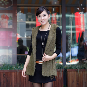 B 2012 autumn elegant fashion plush hooded vest 3139