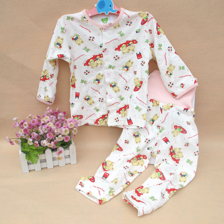 Baby 100% cotton belly home care set lounge child sleepwear male female child sleepwear autumn and winter