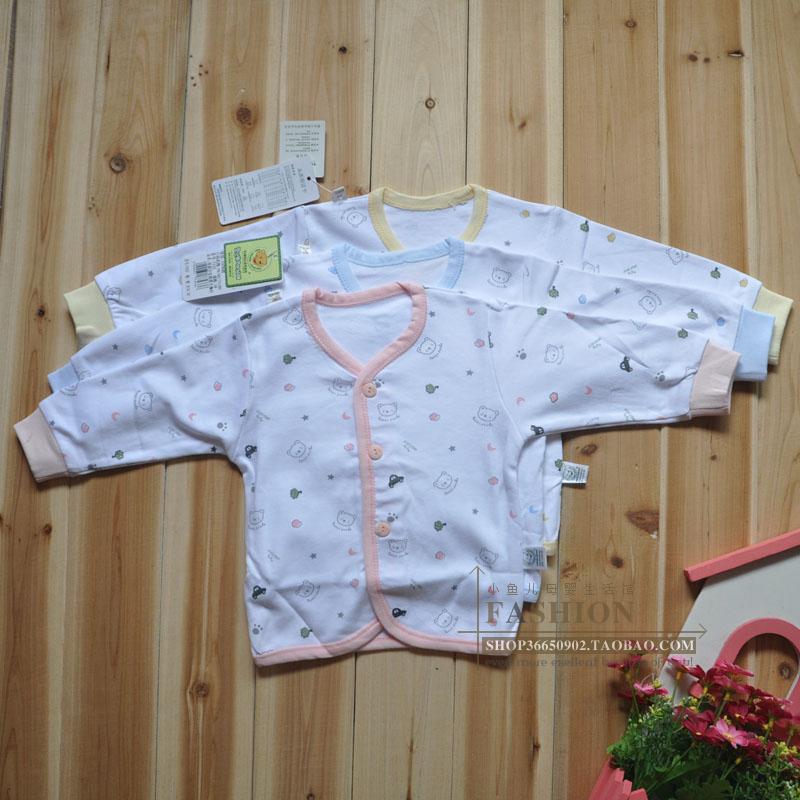 Baby 100% cotton underwear baby top spring and autumn child before the open button shirt long johns 7433