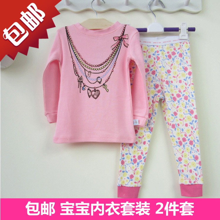 Baby autumn and winter 100% cotton clothing clothes child set of underwear and underpants girls clothing 100% cotton underwear