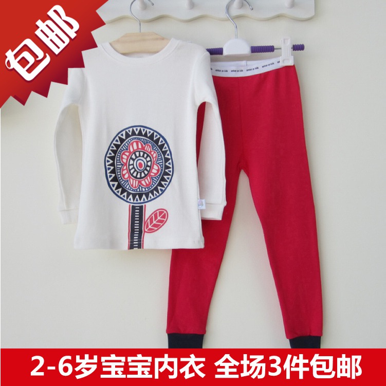 Baby autumn and winter clothing 100% cotton clothes male child 100% cotton underwear set female child long johns long johns