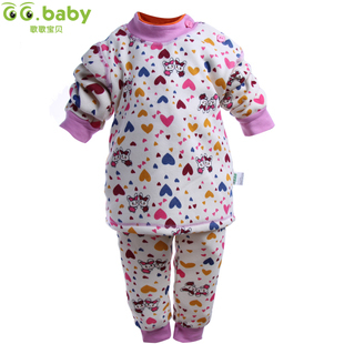 Baby baby autumn and winter thermal baby plush 100% cotton underwear set child underwear