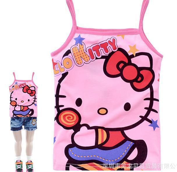 Baby gift ! Summer shirt KT cat cotton vest girl's wear BB1218382975