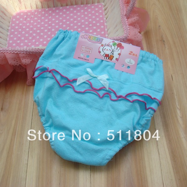 Baby Girls Fashion100% Cotton Bread Panties Blue Underwear Shorts (6pcs/ Lot) Free Shipping NK27