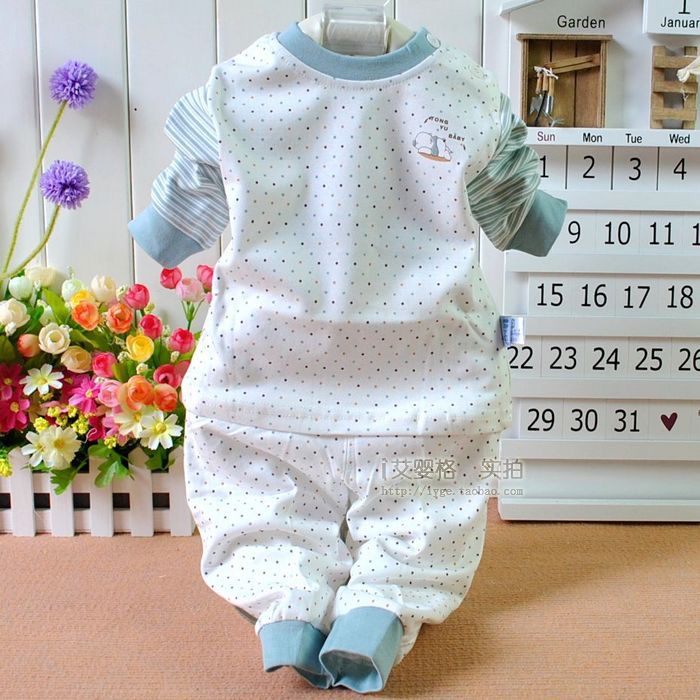 Baby set of underwear and underpants baby long johns long johns spring and autumn cotton sweater pants children's clothing 100%