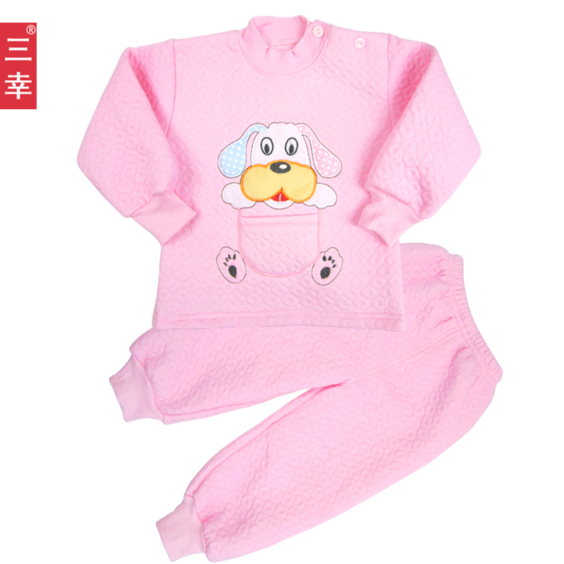 Baby thermal underwear set baby sleepwear boy female child winter thickening autumn underwear lounge turtleneck