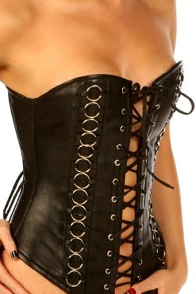 Back strap black leather body shaping corset vest 5268