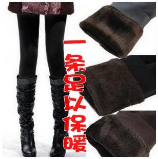 Ball brushed double layer thickening legging pearl velvet ankle length trousers pants boot cut jeans