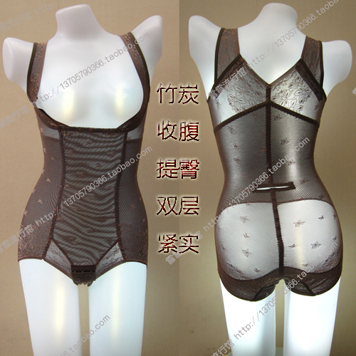 Bamboo body shaping bodysuit vest double layer abdomen drawing butt-lifting