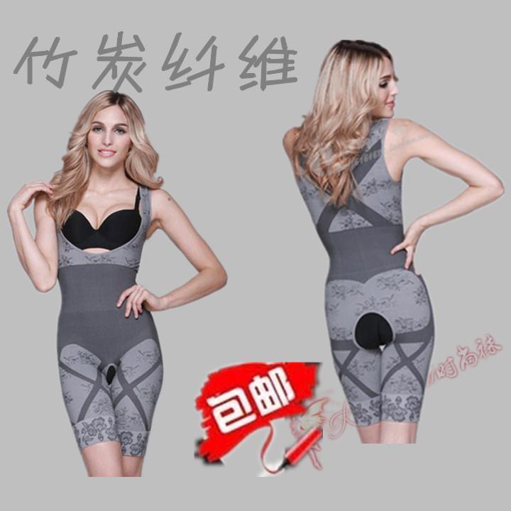 Bamboo charcoal fiber open-crotch seamless one piece shaper abdomen drawing butt-lifting slimming