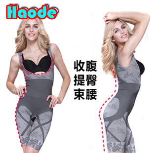 Bamboo fat burning one piece shaper butt-lifting abdomen waist drawing seamless slimming clothes