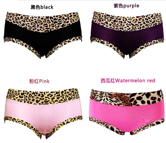 bamboo fiber breathable healthy  soft cotton Ladies women sexy Leopard side mid waist ladies fashihon underware briefs 10pcs/lot