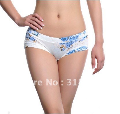 Bamboo Fiber Panties Flowered Low Waist Women's Underwear Briefs Knickers 900852-510013B Free shipping