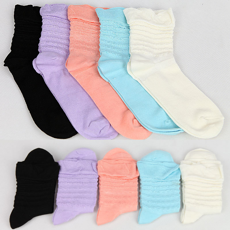 Bamboo fibre 10 double female solid color cotton socks women's candy color gentlewomen fresh w10