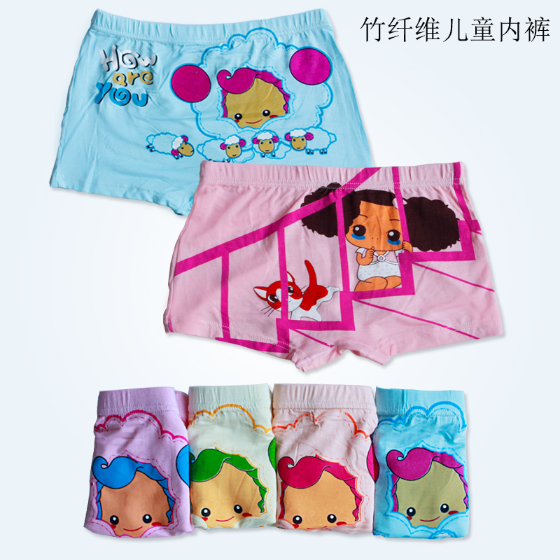 Bamboo fibre child panties female child cartoon underwear baby panties boxer shorts