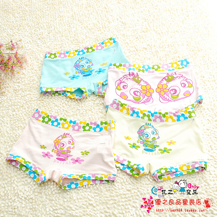 Bamboo fibre female child girl baby boxer shorts child panties breathable soft