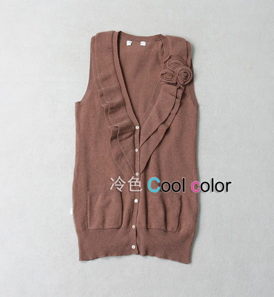 Banana V-neck baimuer laciness blending wool cardigan sweater vest