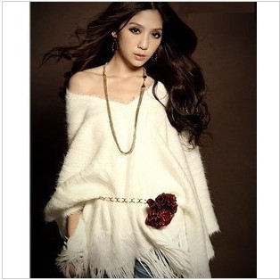 Banquet luxurious and noble trophonema fur scarf style tassel cloak cape shirt elegant female