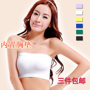 Basic underwear sexy cotton laciness tube top tube top pad invisible shoulder strap plus size