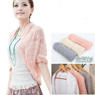 Batwing sleeve cutout shirt all-match sweater cardigan air conditioning shirt sunscreen small cape thin female 110746