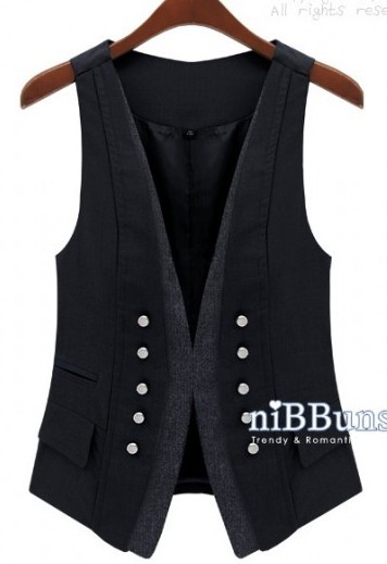 Baylor Women 2012 spring and summer women's ol fashion quality all-match women's black small vest g2340