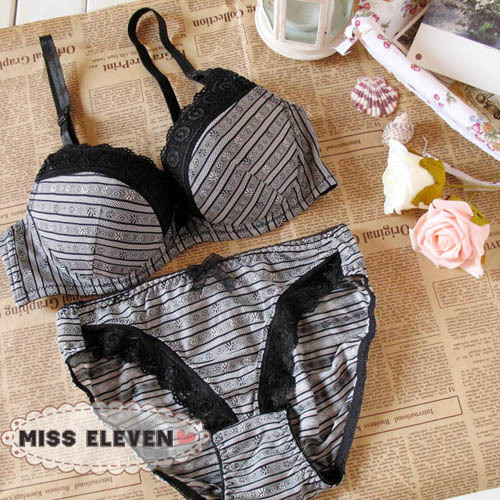 Bc plus size black brief stripe push up cup thin underwear bra single bra