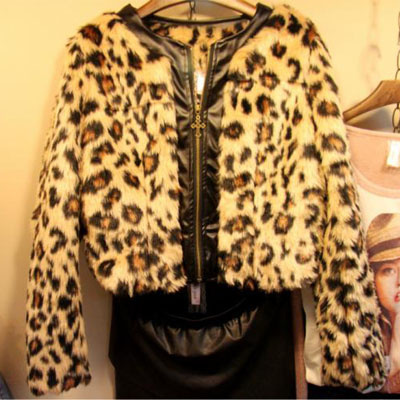 Be up to . leopard print genuine leather coat fashion slim blazer short jacket patchwork female autumn and winter