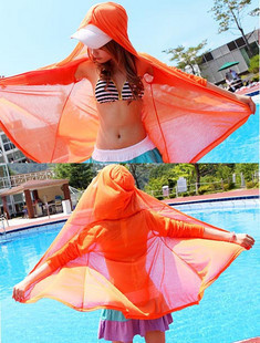 Beach casual ultra-thin cardigan sun protection clothing with a hood coat